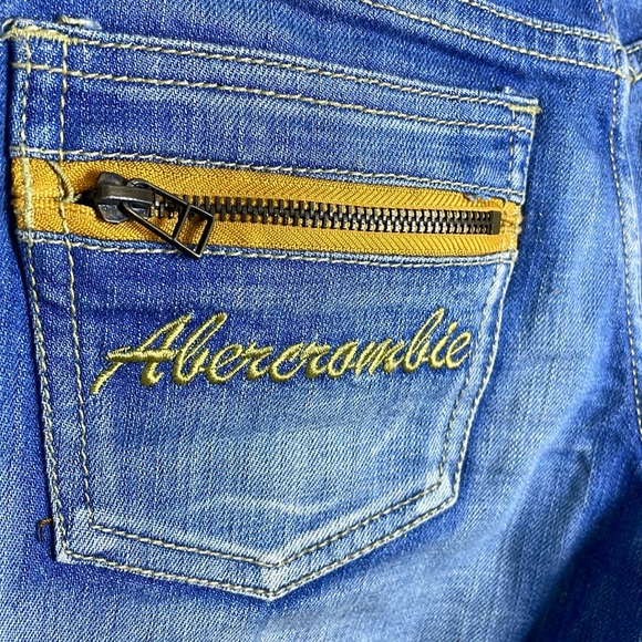 Abercrombie & Fitch Low Rise Straight Jeans Y2K  Embroidery Elk Zipper Pockets - Picture 5 of 14